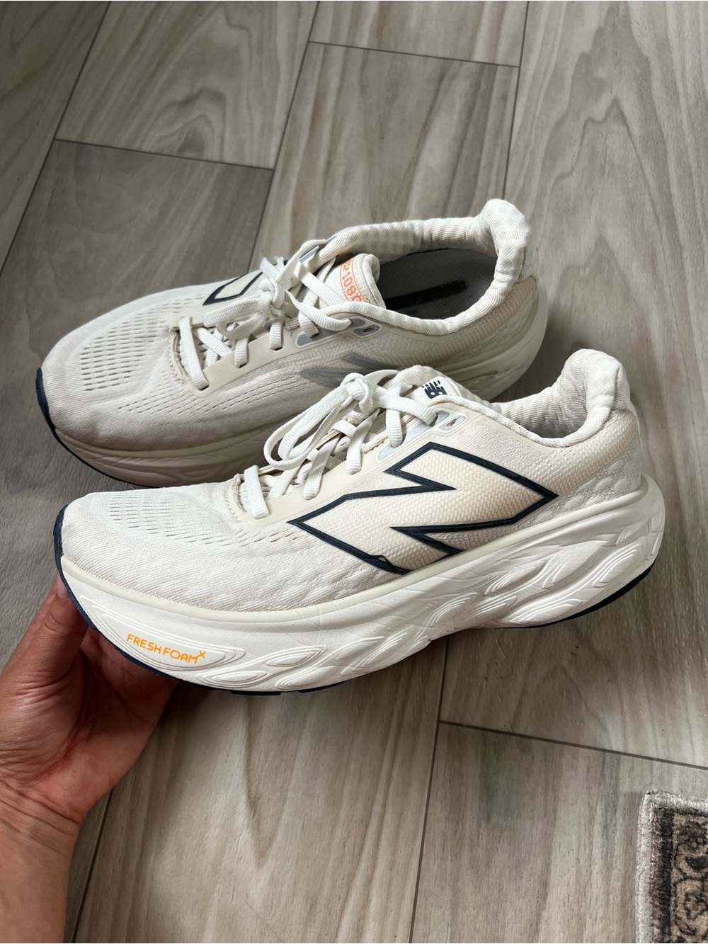New Balance Women's Athletic Shoes - White with Navy Logo